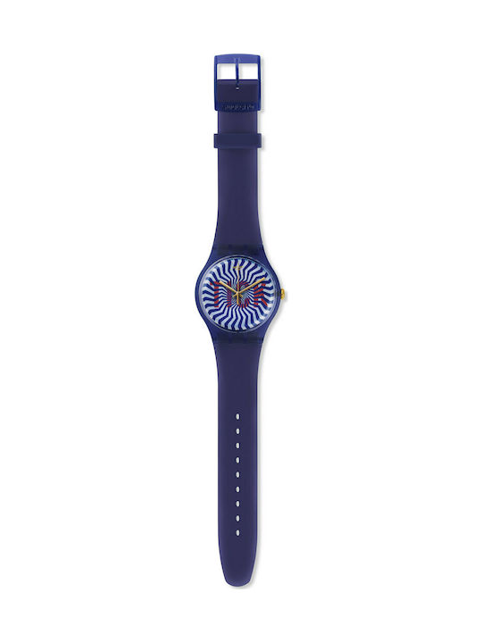 Swatch Ti-Ock Watch Battery with Blue Rubber Strap