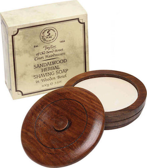 Taylor of Old Bond Street Sandalwood Herbal Сапун за Бръснене в дървена купа 100гр