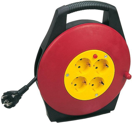 Eurolamp Closed Type Extension Reel Cord 3 x 1.5mm²/15m Red