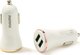 Remax Car Charger 12W 2.4A with Ports: 2xUSB White Color