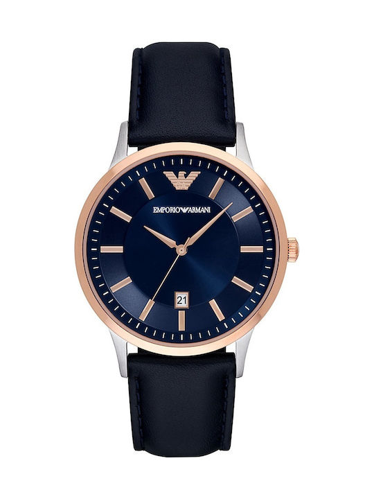 Emporio Armani Battery Watch with Leather Strap Blue