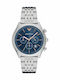 Emporio Armani Zeta Men's Watch 43mm Chronograph Battery with Silver Metal Bracelet
