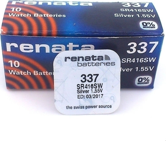Renata 337 Μπαταρίες Silver Oxide Ρολογιών SR416 1.55V 10τμχ