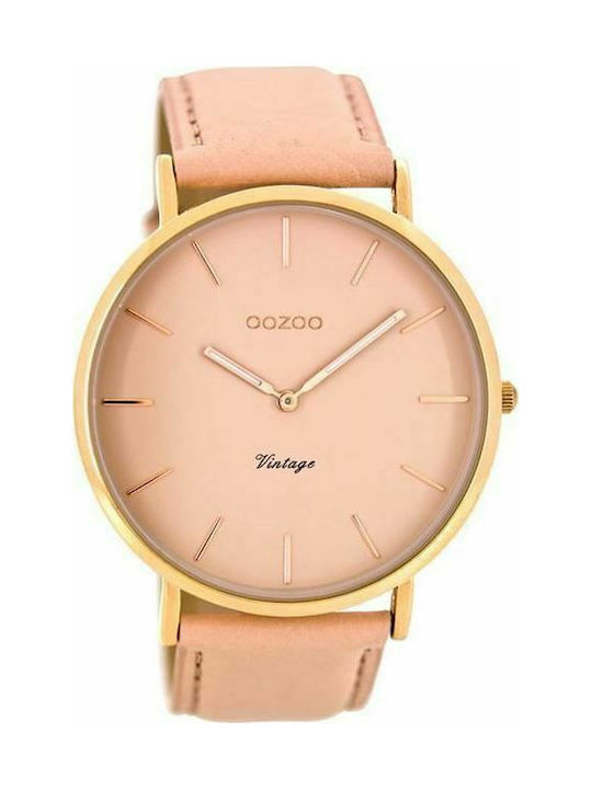 Oozoo Vintage Uhr mit Rosa Lederarmband