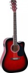 Soundsation Semi-Akustik Gitarre Yellowstone DNCE RDS Red Ausschnitt Rot / Sunburst