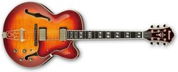 Ibanez Artstar AF155 Aged Whiskey Chitară Electrică cu Forma ES și Configurație de Pickup-uri HH Burst