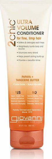 Giovanni 2Chic Tangerine & Papaya Butter Ultra Volume Condi Conditioner Όγκου για Λεπτά Μαλλιά 250ml