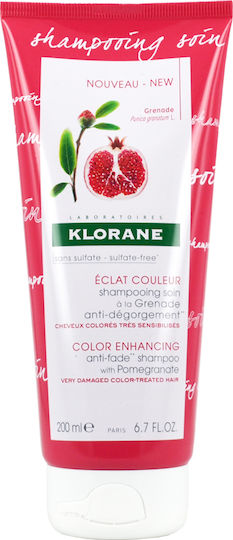Klorane Sampon De Par Pentru Vopsit Păr Cu Reconstrucție/Hrană Și Păstrarea Culorii Cu Enhancer De Culoare Rodie 200ml