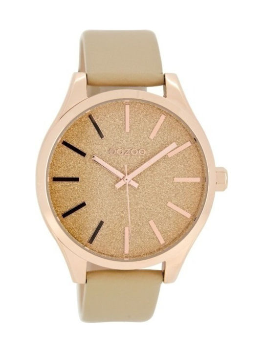 Oozoo Timepieces Uhr mit Beige Lederarmband