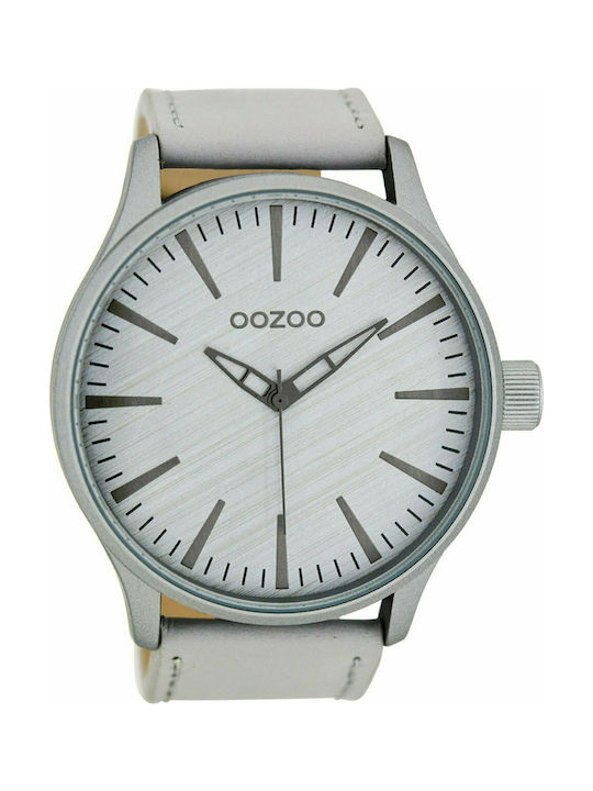 Oozoo Timepieces XL Watch with Gray Leather Strap