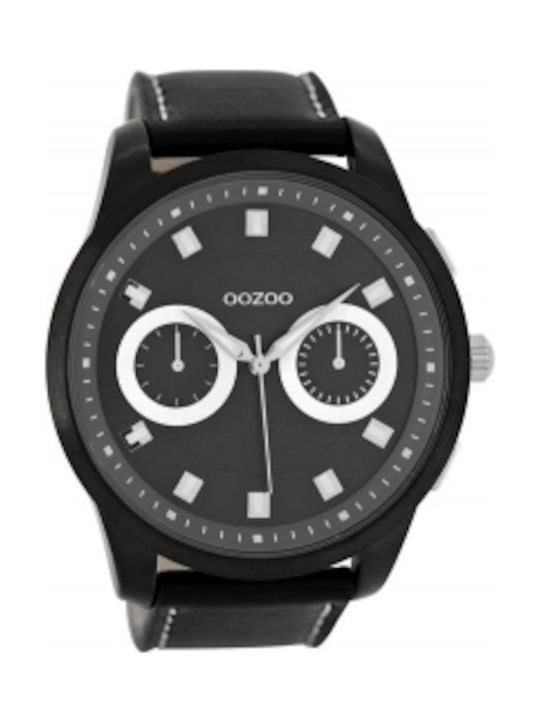 Oozoo Timepieces Watch Battery with Black Leather Strap