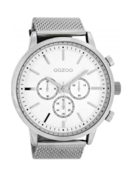 Oozoo Timepieces XXL Uhr Batterie mit Silber Metallarmband