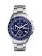 Fossil Sport 54 Watch Chronograph Battery with Silver Metal Bracelet