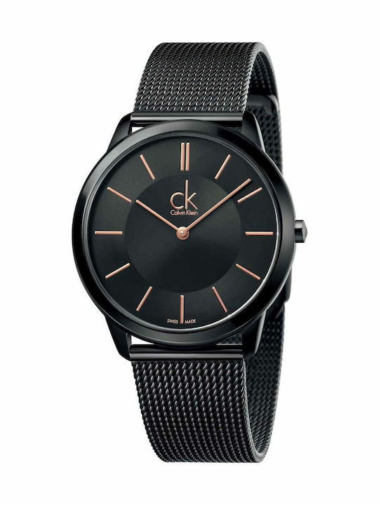 Calvin Klein Minimal Ανδρικό Ρολόι 44mm Μπαταρίας με Μαύρο Μεταλλικό Μπρασελέ