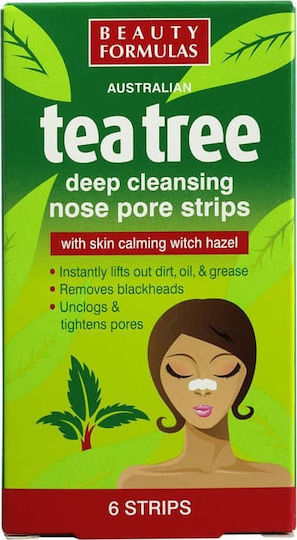 Beauty Formulas Tea Tree Deep Cleansing Nose Pore Strips Nose Strips Προσώπου για Καθαρισμό 6τμχ