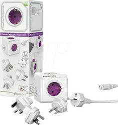 Allocacoc ReWirable 3x plugs+IEC EU PowerCube 4 Θέσεων με Καλώδιο 1m/ Μωβ