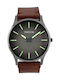 Dukudu Arne Watch Battery with Brown Leather Strap