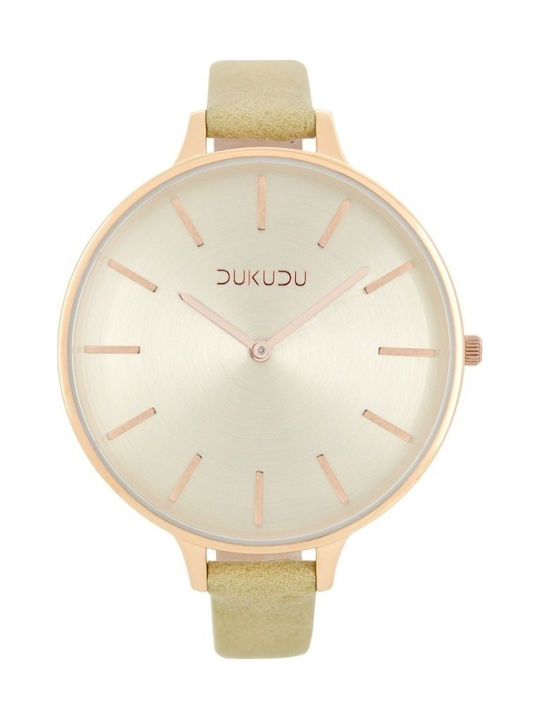 Dukudu Frauke Uhr mit Beige Lederarmband