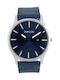 Dukudu Jorgen Watch Battery with Blue Leather Strap