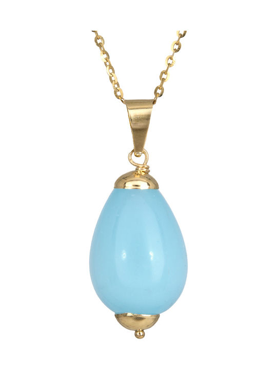 Gold Necklace with Turquoise Quartz K14 C023056 023056C Gold 14 Carat Gold