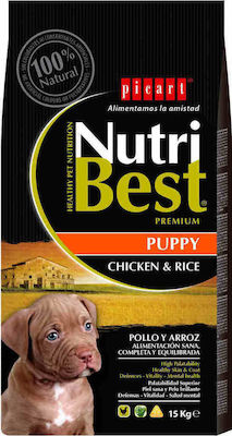 Picart NutriBest Premium Puppy 15kg Hrană Uscată pentru Cățeluși de Rase Medii și Mari cu Orez și Pui