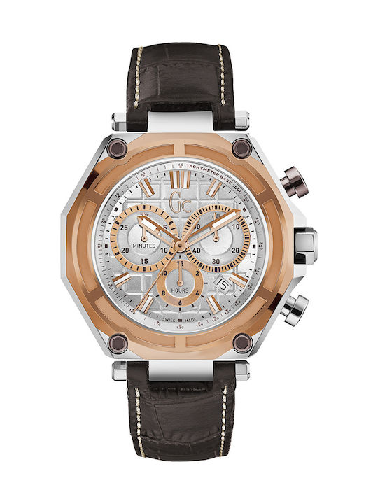 GC Watches GC-3 Watch Chronograph Battery with Brown Leather Strap