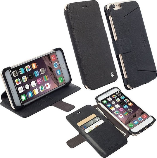 Krusell Malmo Wallet Piele Negru (iPhone 6/6s Plus)