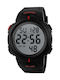 Skmei Digital Watch Battery with Rubber Strap Black/Red