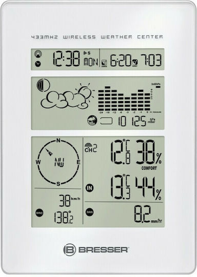 Bresser Weather Center 7002500 Ασύρματος Μετεωρολογικός Σταθμός Ψηφιακός Επίτοιχος Λευκός