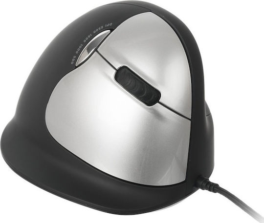 R-Go Tools HE Vertical Mouse Large Right Wired Ergonomic Mouse Black