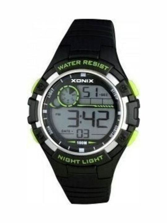 Xonix Ψηφιακό Ανδρικό Ρολόι 36mm Μπαταρίας με Μαύρο Καουτσούκ Λουράκι