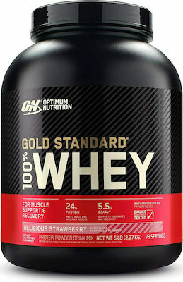 Optimum Nutrition Gold Standard 100% Whey Proteină din Zer cu Aromă de Căpșuni delicioase 2.27kg