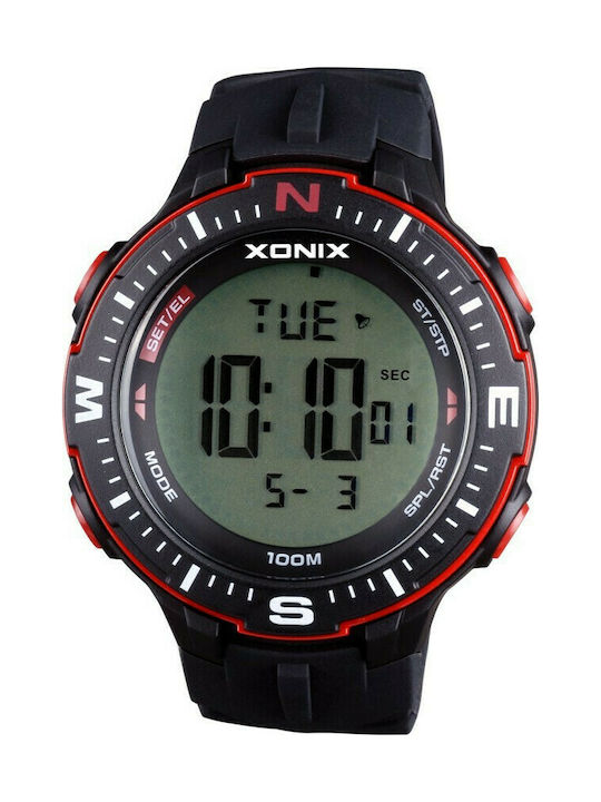 Xonix Digital Watch Chronograph Battery with Black Rubber Strap NK-006