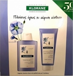 Klorane Pack Shampoo with Flax Fibers 200ml & Balm 200ml Hair Care Set for Volume