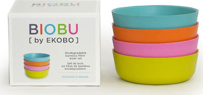 Ekobo Baby Food Bowl Bambino 4-Bowl Set made of Bamboo Multicolour 4pcs 34529