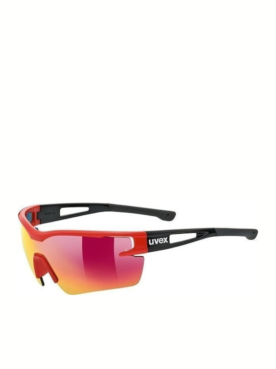 Uvex Sportstyle 116 Male Sunglasses with Red Horn-Rimmed Frame and Multicolour Mirror Lens
