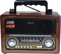 KEMAI MD-1800 BT Tabletop Radio Rechargeable with Bluetooth and USB Brown