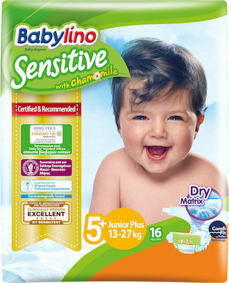 Babylino Scutece cu bandă adezivă Chamomile Sensitive Nr. 5+ pentru 13-27 kgkg 16buc