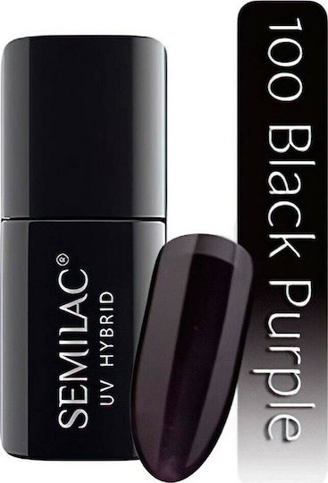 Semilac Classic Semi-Permanent Nail Polish Black Purple 100 7ml