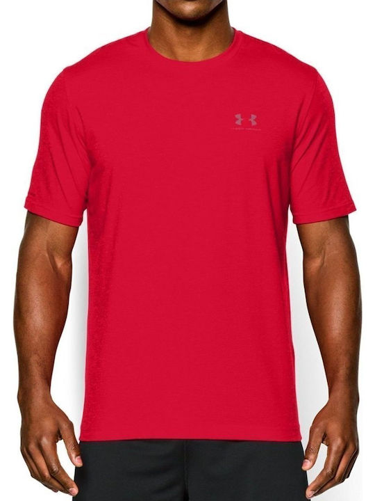Under Armour Charged Cotton Sportstyle Αθλητικό Ανδρικό T-shirt Κόκκινο Μονόχρωμο