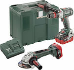 Metabo Combo Set 2.4.6 18V BL LIHD Roată unghiulară & Mașină de găurit cu impact 18V cu 2 baterii 5.5Ah și husă