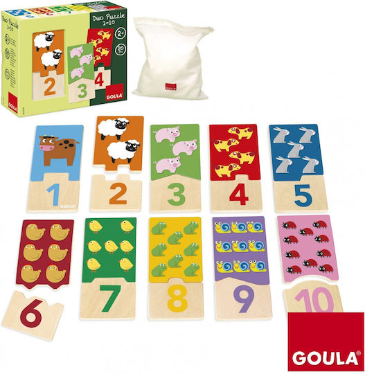 Wooden Kids Puzzle Number & Quantity 1-10 20pcs Goula