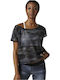 Workout Ready Camo Mesh Tee Women's T-shirt with Sheer Black