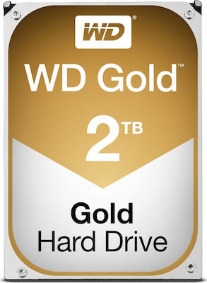 Western Digital Gold 2TB HDD Festplatte 3.5" SATA III 7200Umdrehungen pro Minute mit 128MB Cache für Schreibtisch / NAS / Server