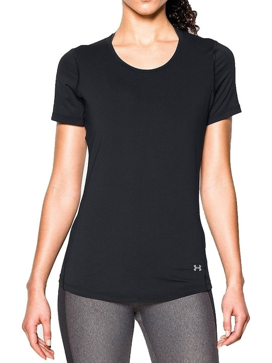 Under Armour Heat Gear Coolswitch Women's Athletic Blouse Short Sleeve Black