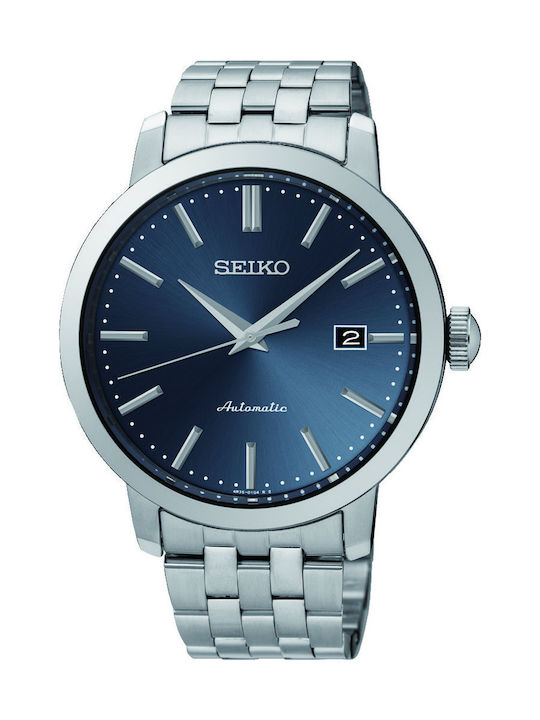 Seiko Ανδρικό Ρολόι 42mm Αυτόματο με Ασημί Μεταλλικό Μπρασελέ