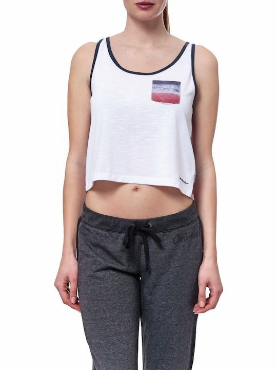 American Crop Women's Athletic Crop Top Sleeveless White