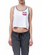 American Crop Women's Athletic Crop Top Sleeveless White