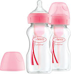 Dr. Brown's Set aus Plastikflaschen Options+ Wide Neck Gegen Koliken mit Silikonsauger für 0+, 0+ m, Monate Pink 270ml 2Stück