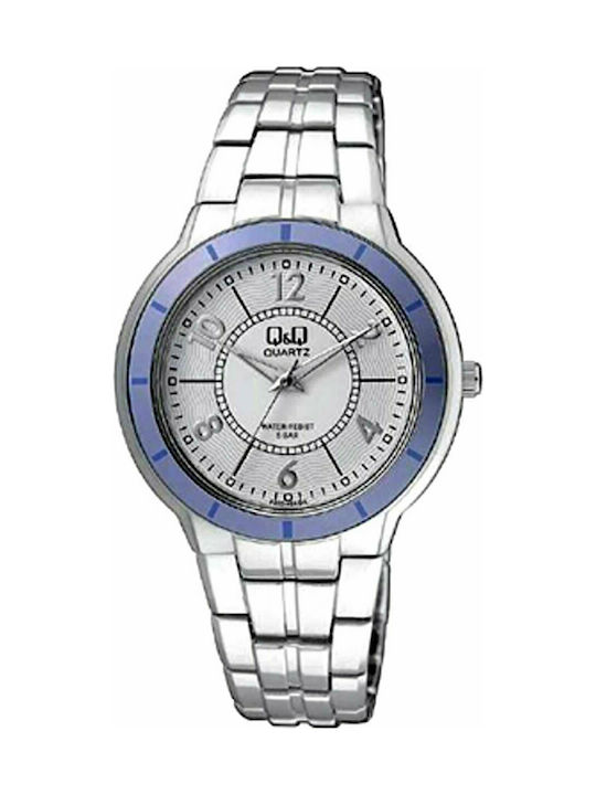 Q&Q Uhr mit Silber Metallarmband F515J204